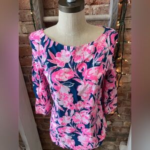 Lilly Pulitzer Pink and Blue Floral Blouse
